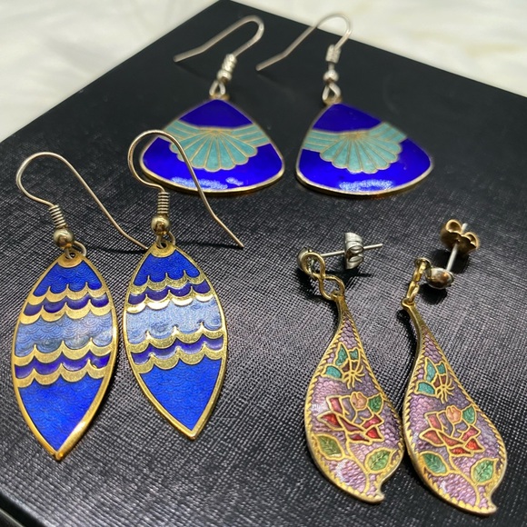 Bundle of Cloisonné Dangle Earrings - Picture 2 of 5